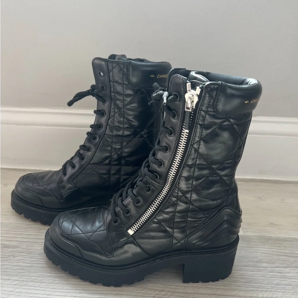 Dior Black Quilted Combat Boots - Picture 6 of 6